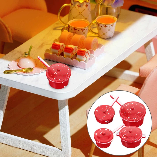 4 Pcs Miniature Pot Doll House Kitchen Accessories Decorate Metal