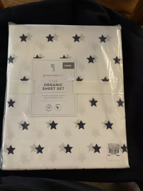 Pottery Barn Kids Organic Twin Sheet Set Stars New