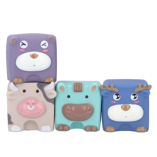 4pcs Soft Stacking Building Blocks Cute Cartoon Animal Shaped Teething Squee Tt