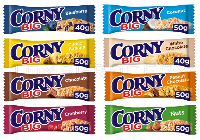 CORNY BIG Healthy Cereal Bars Mix 8 Assorted Flavors Variety Pack High Energy