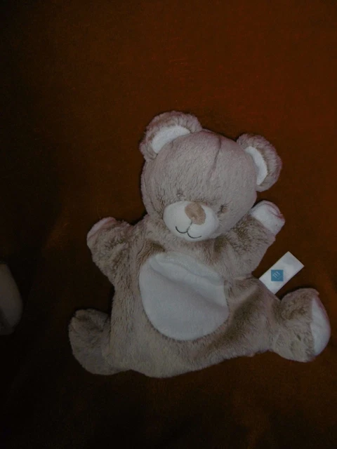 Doudou Ours Marionnette Gris Marron Beige Chine Blanc Tex Baby Etat Neuf