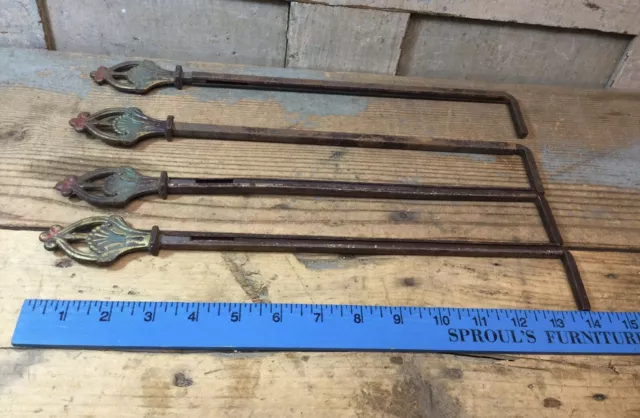 Lot of 4 vintage/antique cast iron swing arm curtain rods, No Brackets 2