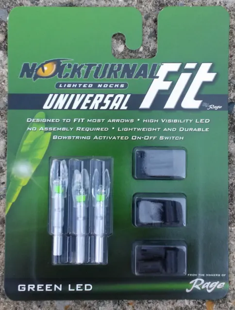 3 pack - Nockturnal Universal Fit Lighted Arrow Nocks -- Green