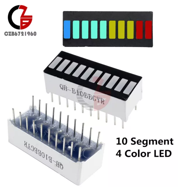 5PCS 10 Segment 4 Color LED BAR Graph Indicator DIP Blue Green Yellow Red