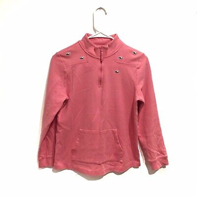 Vineyard Vines Girl’s 1/4 Zip 100% Cotton Pink Sweatshirt Top Size L(14)
