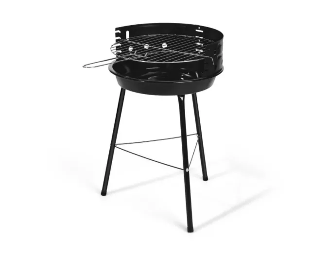 Barbecue rond au charbon de bois 54 cm Noir - Grillade au feu de bois 