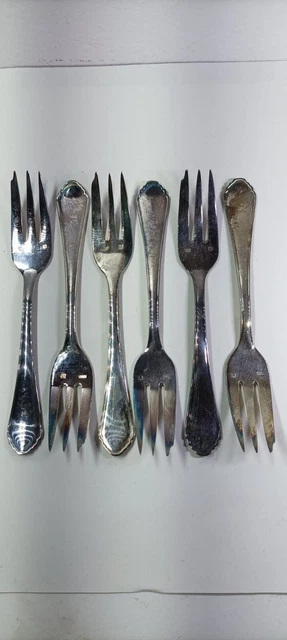 Ancien XXème ensemble de 6 fourchettes en métal argenté François Frionnet