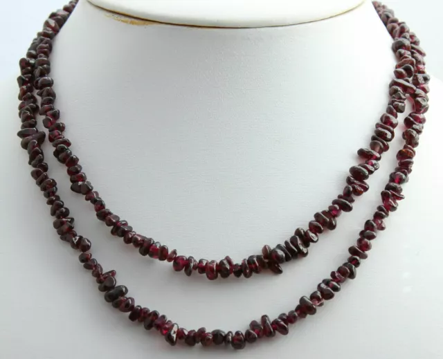 Catena di pietre preziose granato infinita circa 90 cm catena a schegge, collana, rosso vino, collier