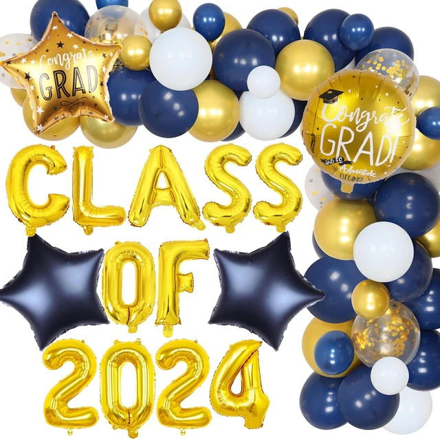 NAVY BLUE AND Gold Graduation Decorations 2024 Balloon Garland Arch Kit