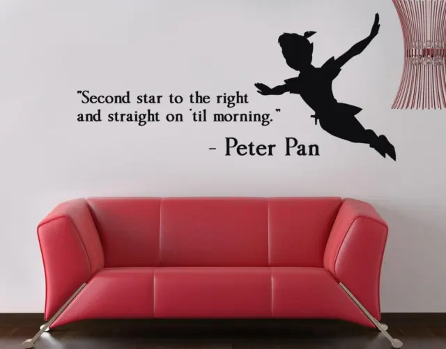 SECOND STAR TO THE RIGHT PETER PEN Quote Decal WALL STICKER Art Home Decor SQ60
