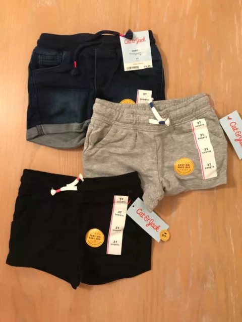 New! Cat & Jack Toddler Girls Shorts Lot of 3 Solid Colors Size 3T