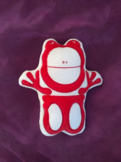 Doudou Peluche Hochet Grenouile Blanc Rouge Grelot  OBAIBI OKAIDI
