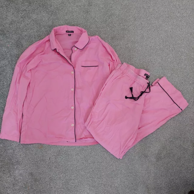 J. Crew Mercantile pajama set size medium pink with navy blue piping long sleeve