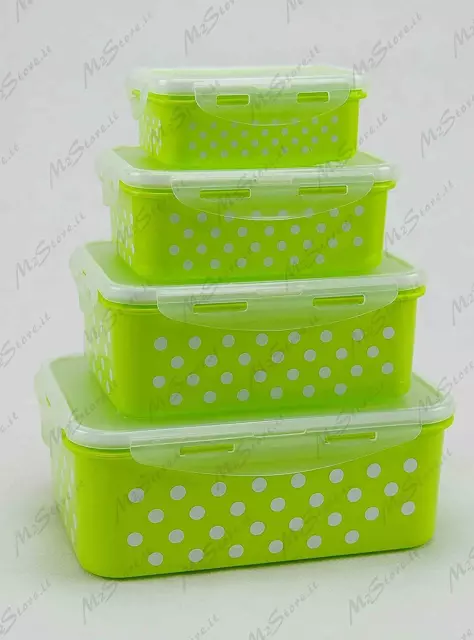 SET 4 CONTENITORI In Plastica Con Coperchio Clic Clac Alimenti Colorati  idea EUR 16,99 - PicClick IT