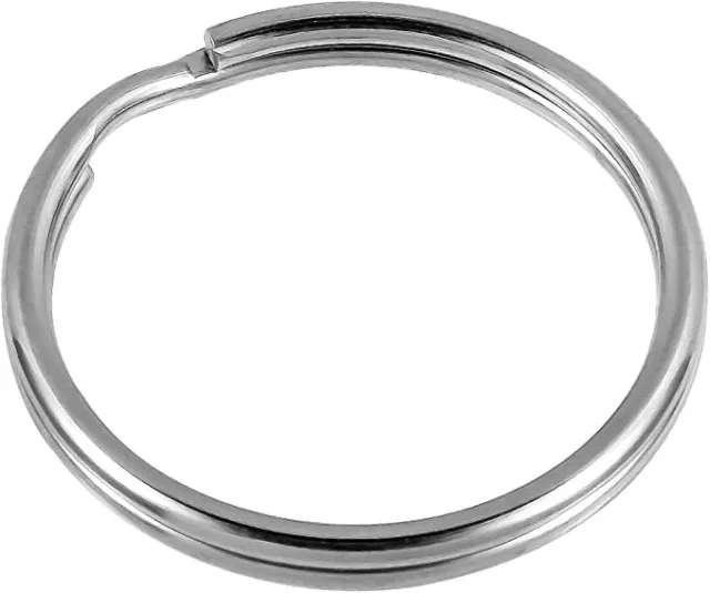 25-35MM Strong Steel Split Rings Black Key Ring Metal Loop Flat Keychain  Holder