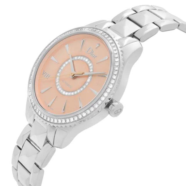 Christian Dior VIII Montaigne Steel Diamond Pink Dial Ladies Watch CD152510M002 3