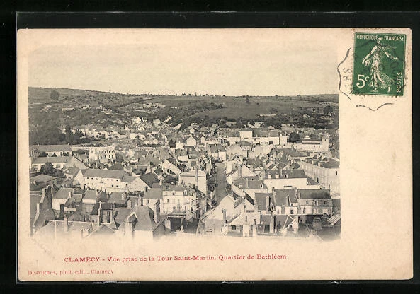 CPA Clamecy, Vue prise de la Tour Saint-Martin, Quartier de Bethléem