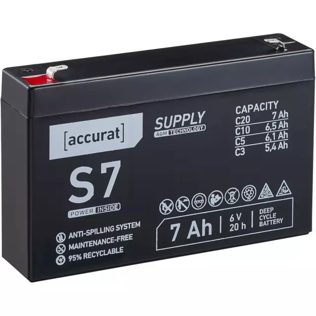 6V 7Ah AGM Batterie Versorgungsbatterie USV Notstrom Kinderauto Akku 6 Volt