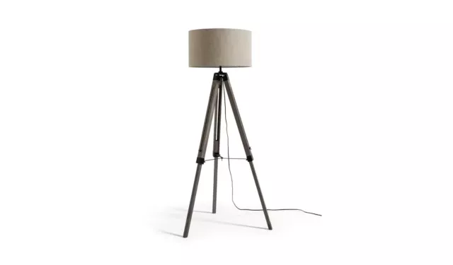 Argos Home Highland Lodge Colonial 143cm Tripod Floor Lamp - Oatmeal 8875660