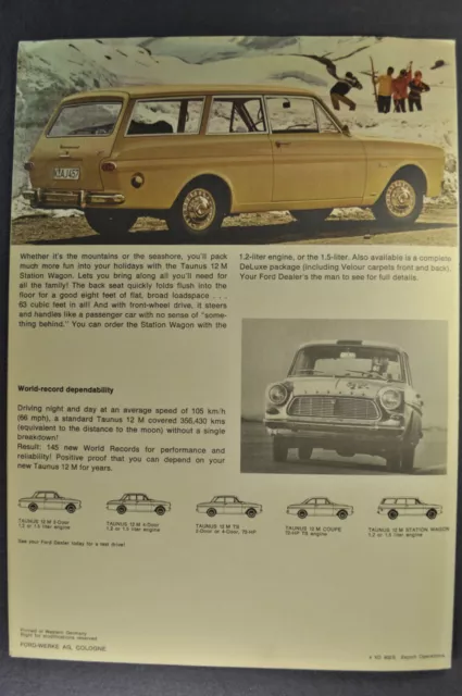 1965-1966 Taunus 12M German Ford Brochure Sedan Coupe Wagon Excellent Original 3