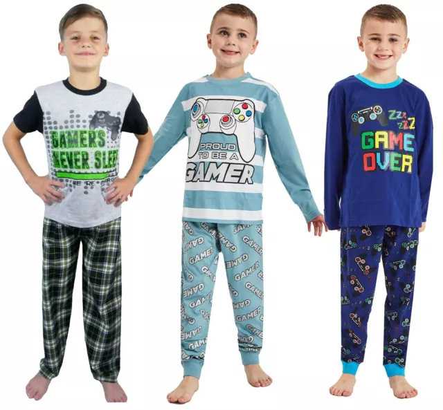 Boys Gamer Gaming Pyjamas Long Short Gamer Gaming Pyjamas 7-13 Years