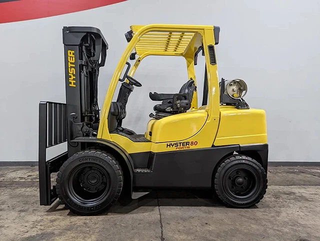 2019 Hyster H80FT 8000 LB 3 Stage Mast LP Gas Pneumatic Forklift - Reconditioned