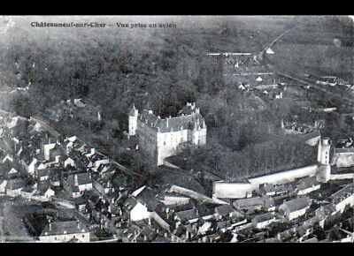 CHATEAUNEUF-sur-CHER (18) VILLAS & CHATEAU en vue aérienne en 1931