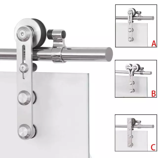 CCJH 4-16FT Stainless Steel Glass Sliding Barn Door Hardware Kit Single/Double