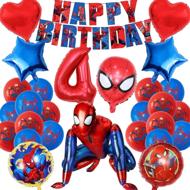 PALLONCINI SPIDERMAN 4 Anni, Decorazioni Spiderman Compleanno