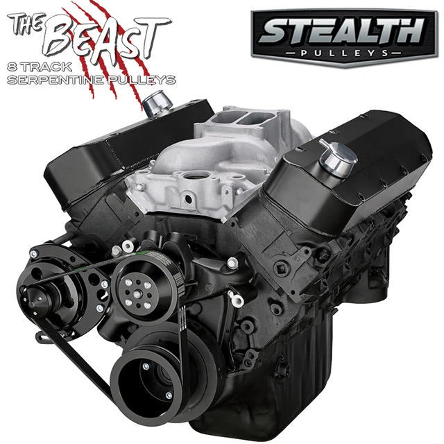 BLACK BBC SERPENTINE Pulley Kit Big Block Chevy 454 Conversion System