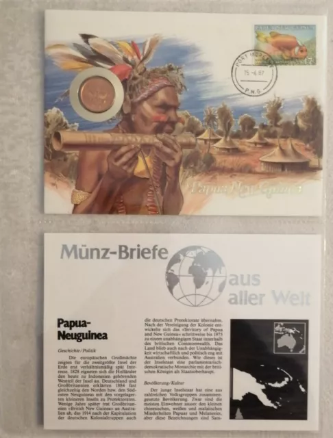 1987 | Papua NG | ESST 15.04.1987 | Stamps 17t | Coin: 2 Toea | 1987 | Numis UNC