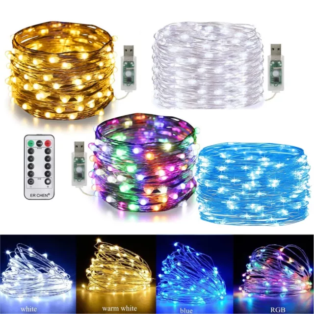 50-300LED Copper Wire Party USB Twinkle LED String Fairy Lights w/ Remote Party