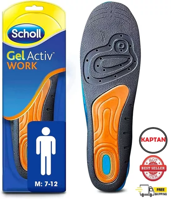 Scholl Insoles Gel Active Work For Men Anti Foot Fatigue Inner Soles UK 7 To 12