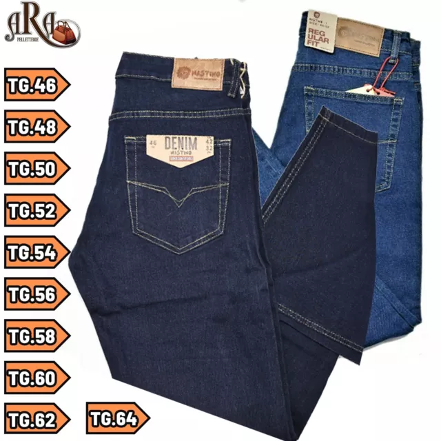 Paladino Jeans Uomo Classico 5 Tasche Denim Pantalone Blu Taglie Forti (52)  : : Moda