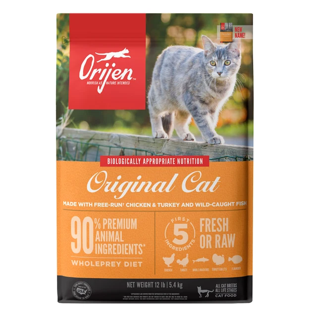 ORIJEN Original Chicken Turkey and Fish Grain Free Dry Cat Food 12 lb