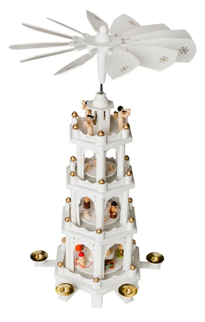 Pyramide de Noël en bois véritable 3 étages Décoration Figurines