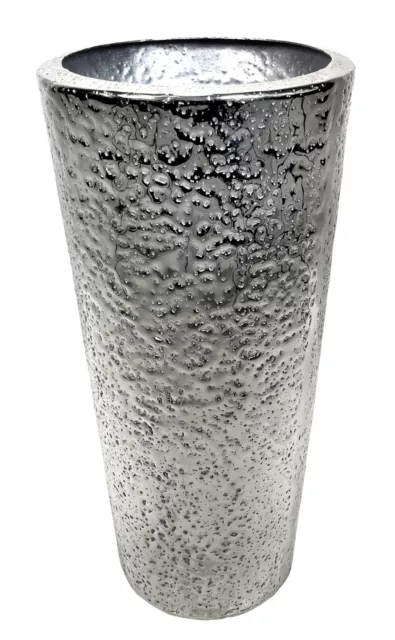 Aluminium Bodenvase silber mit Hammerschlag 25 x 52 x 25 cm Blumenvase Dekovase