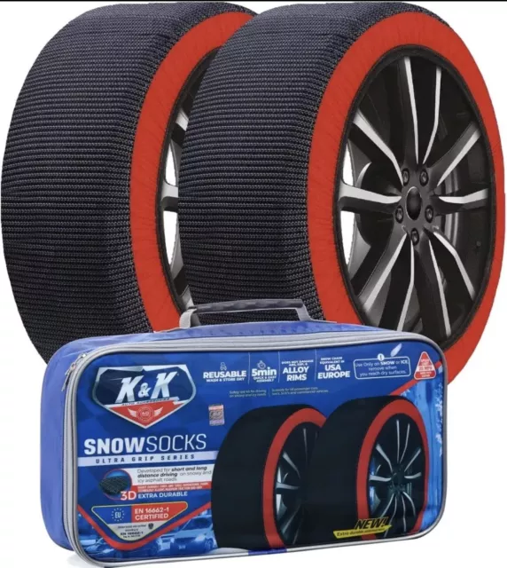 K&K Automotive Snow Socks for Tires -  Alternative Traction Device Cars SUV XL
