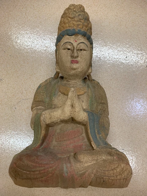 Large Tibetan Wood Hand Carved *KwanYin Bodhisattva* Statue WOW036