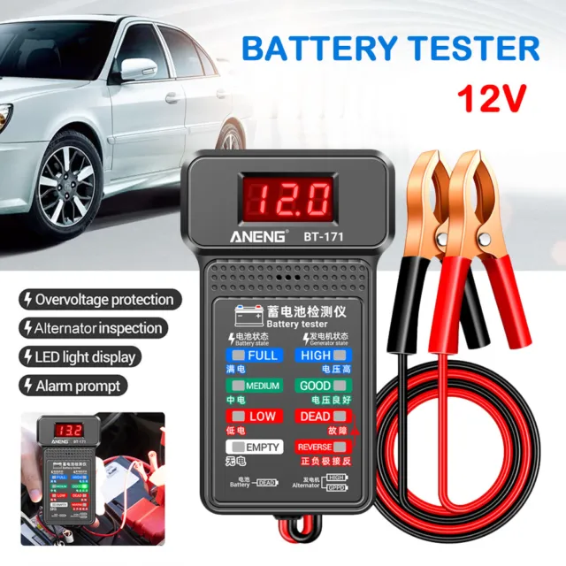 12V Car Battery Tester LCD Screen 100-2000CCA Battery Load Alternator Analyzer