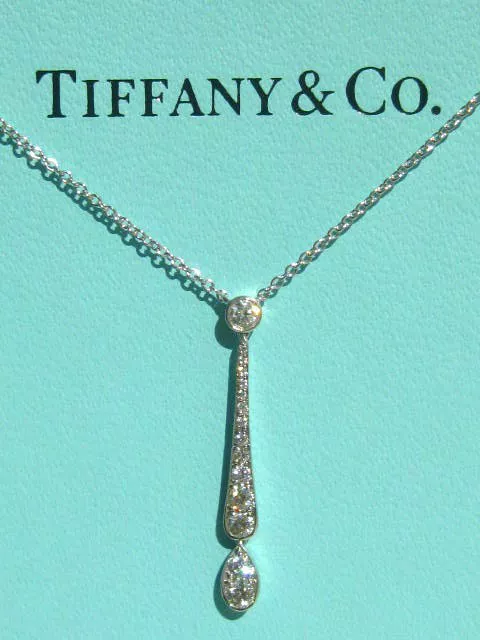 Tiffany & Co. Legacy Diamond Drop Swing Jazz Platinum Necklace Pendant Art Deco