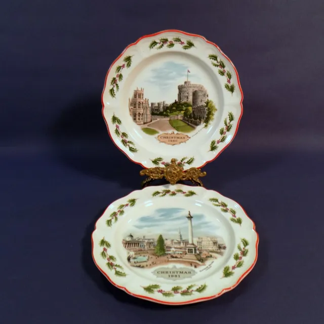 Wedgwood of Etruria Barlaston Queen's Ware Christmas Plates 1980 and 1981