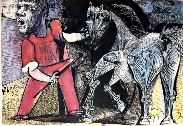 Litografía 1959 de dibujo de Pablo Picasso ""El caballo de circo/El caballo de circo