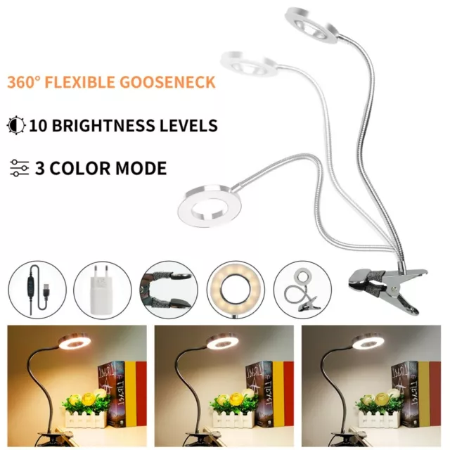 BESTA - USB Lampe de Bureau à Pince, 3 Modes d'Éclairage &10 Niveaux de  Luminosité Lampe Bureau Led USB, Dimmable USB Clip Lampe de Chevet,  Flexible à 360°Lampe Lecture pour Lire au
