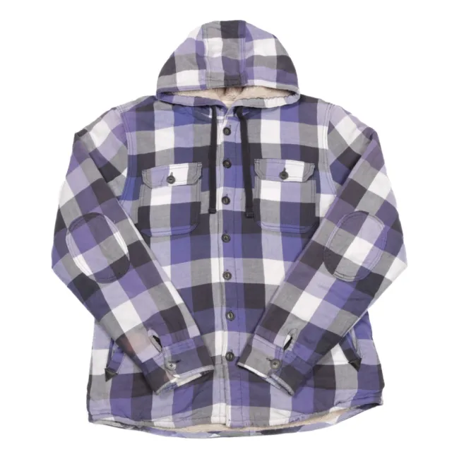 Fleece Lined Plaid Jacket | XL | Check Hoodie Hooded Lumberjack Coat Sherpa