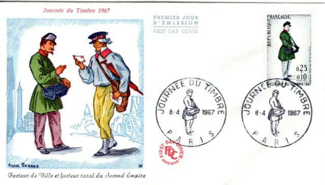 1516+ FDC    ENVELOPPE   1er JOUR JOURNEE DU TIMBRE 1967