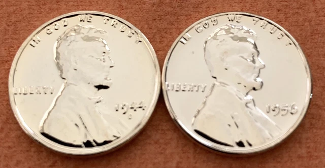 One 1940s-One 1950s-2 Coin Set-24K GOLD PLATED Lincoln WHEAT Pennies US Penny