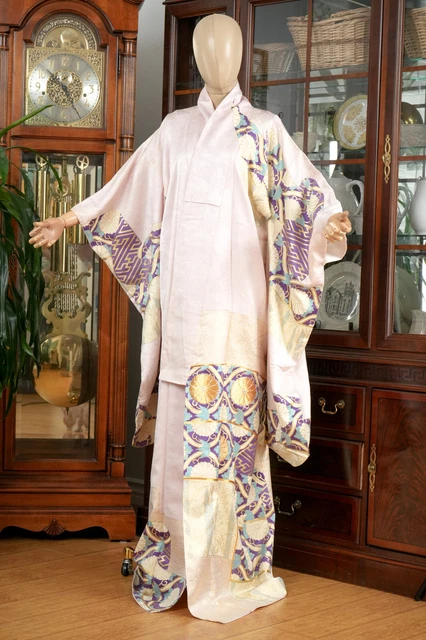 Dear Vanilla Japanese Silk Furisode Kimono Women's Authentic Japan Made Vintage