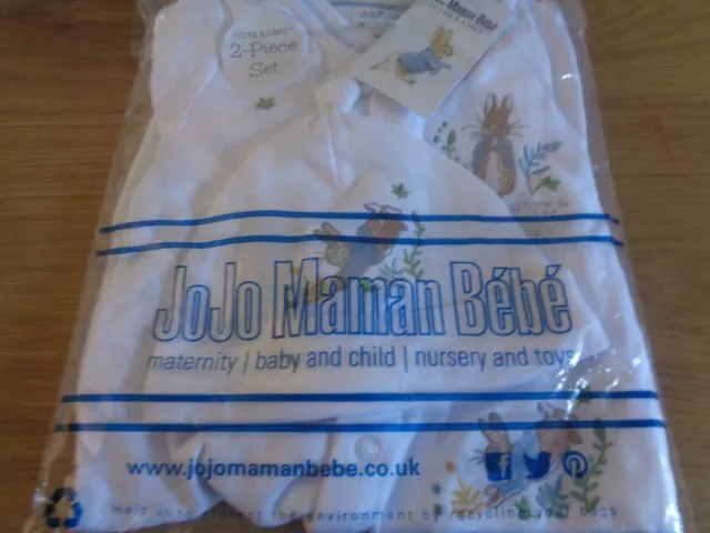 JoJo Maman Bebe Peter Rabbit Sleepsuit & Hat 6-9 months (C4)