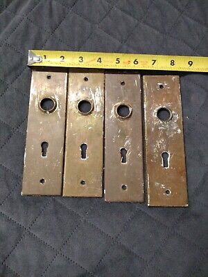 vintage brass door knob back plates X4